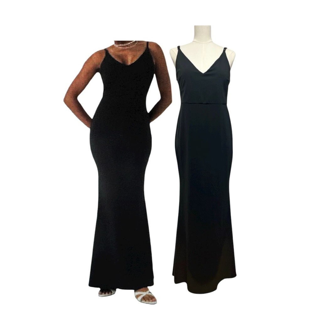 NWT HALARA Airy Backless Adjustable Strap Black Maxi Dress Size Large